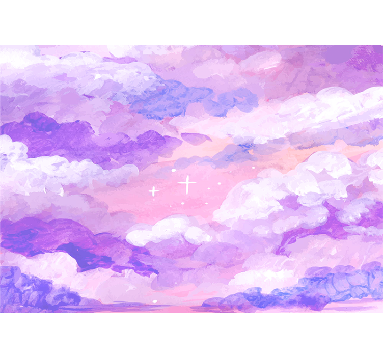 Sky mural soft purple clouds - TenStickers