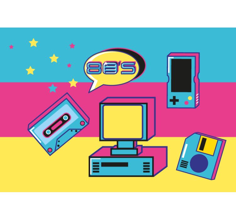80's videogames systems vintage wall mural - TenStickers