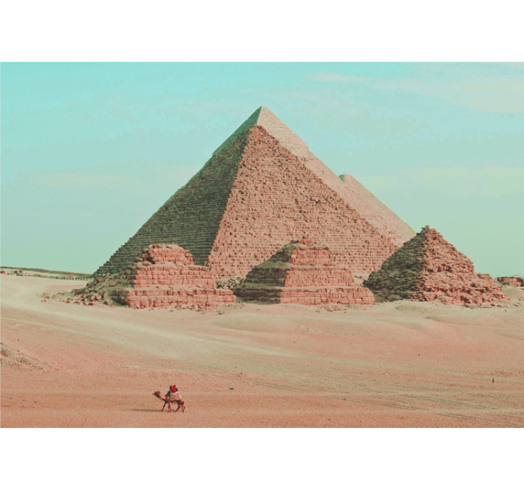 City wall mural with pyramids and camel imagery - TenStickers