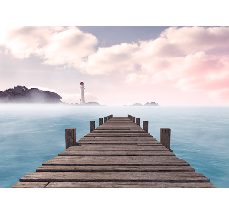 Landscape mural wallpaper seaside lighthouse path - TenStickers