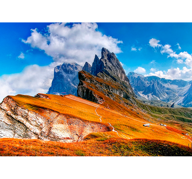 Landscape mural wallpaper mountain peaks view - TenStickers