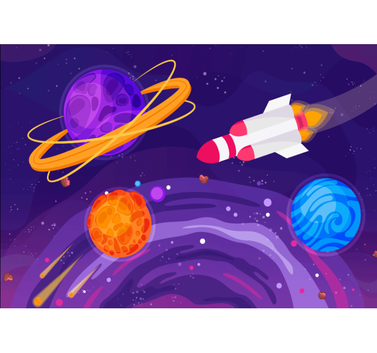 Fantasy wall mural rocket in space - TenStickers