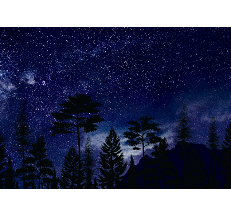 Sky mural starlit forest shadows - TenStickers