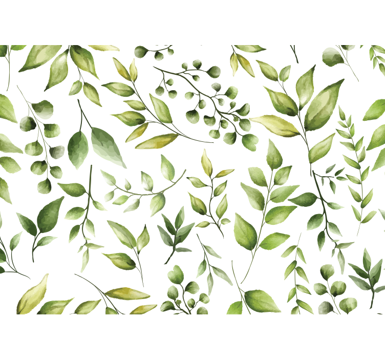 Watercolor eucalyptus leaves nature wall mural - TenStickers