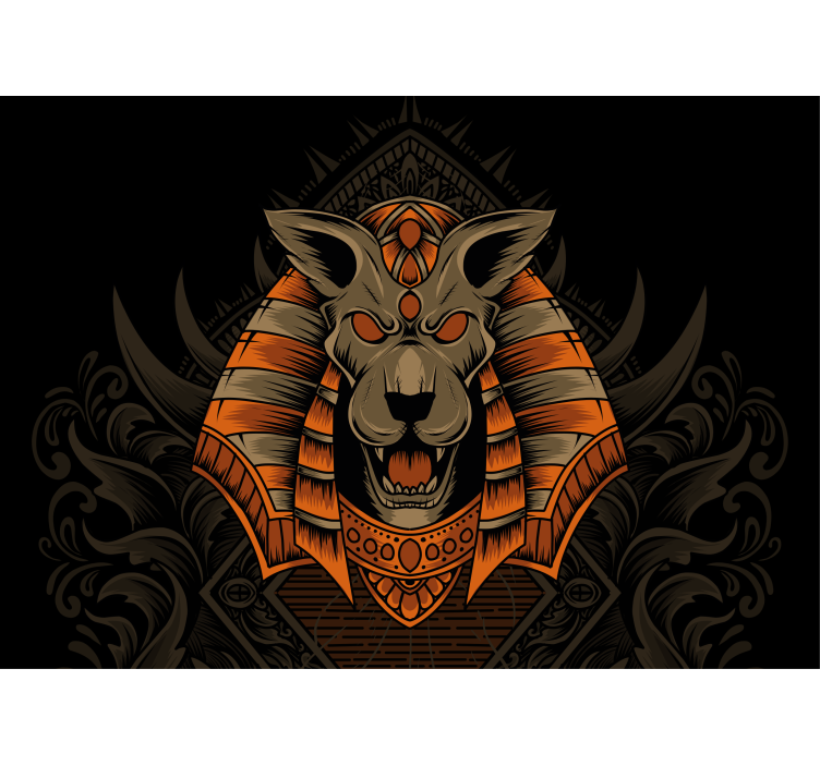 Lion mural fierce egyptian warrior art - TenStickers