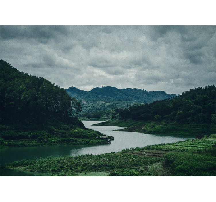 Landscape mural wallpaper serene waterway landscape - TenStickers