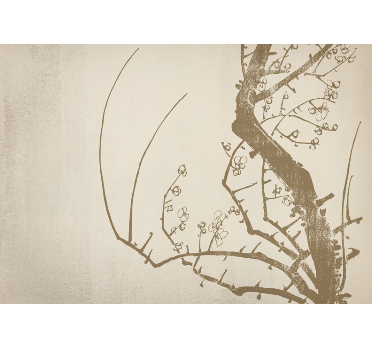 "Japandi" style tree modern wall mural - TenStickers