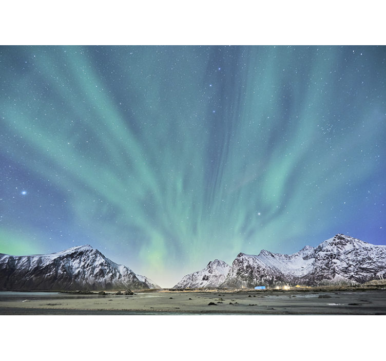 Mountain wall mural northern lights adventure - TenStickers
