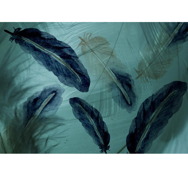 Watercolor Feather Line Classic Art Wall Mural - TenStickers