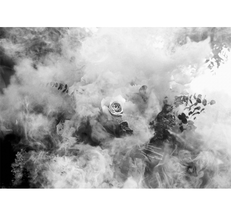 Flower mural ethereal white rose - TenStickers