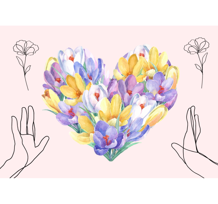 Crocus flower heart design wall mural - TenStickers