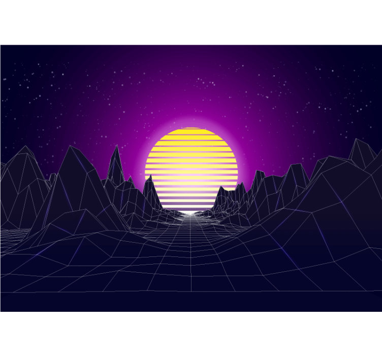 Abstract wall mural geometric mountain sunset - TenStickers