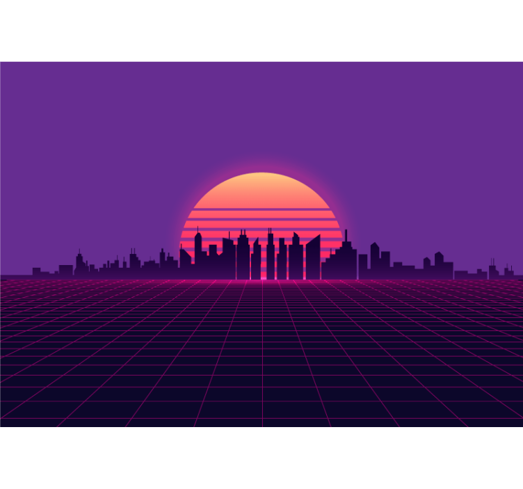 Vaporwave sunset 80s style vintage wall mural - TenStickers