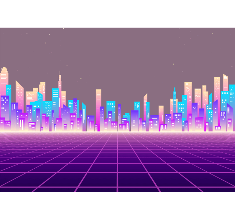 Futuristic city skyline city wall mural - TenStickers