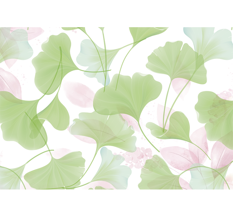 Flower mural with ginkgo leaf design - TenStickers