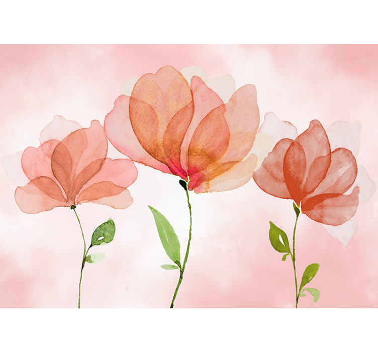 "Glamour style" pink poppies Poppy Wall Mural - TenStickers