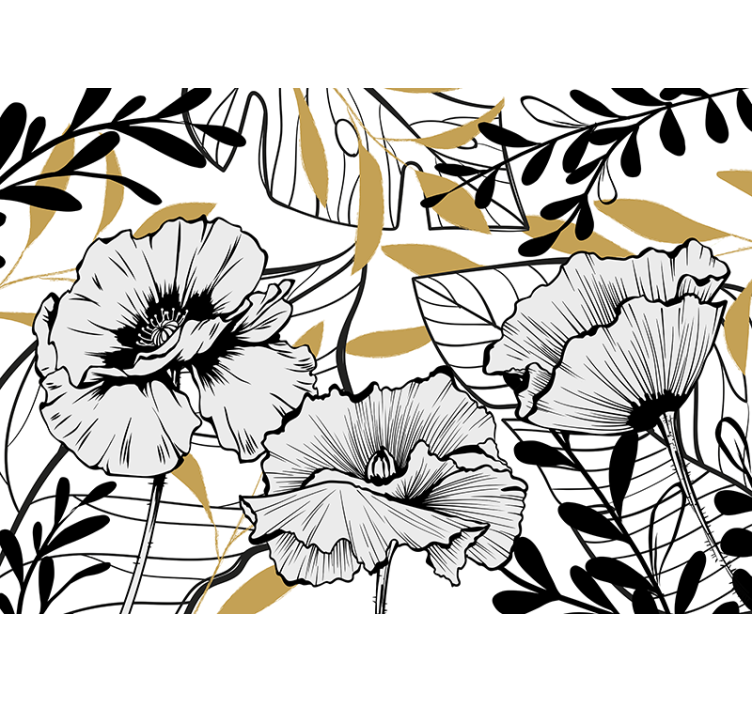 Floral Outline Patterns flower mural - TenStickers
