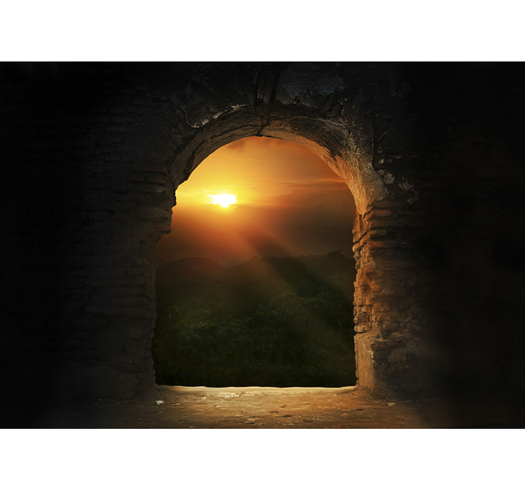 Landscape mural wallpaper sunset through arch - TenStickers