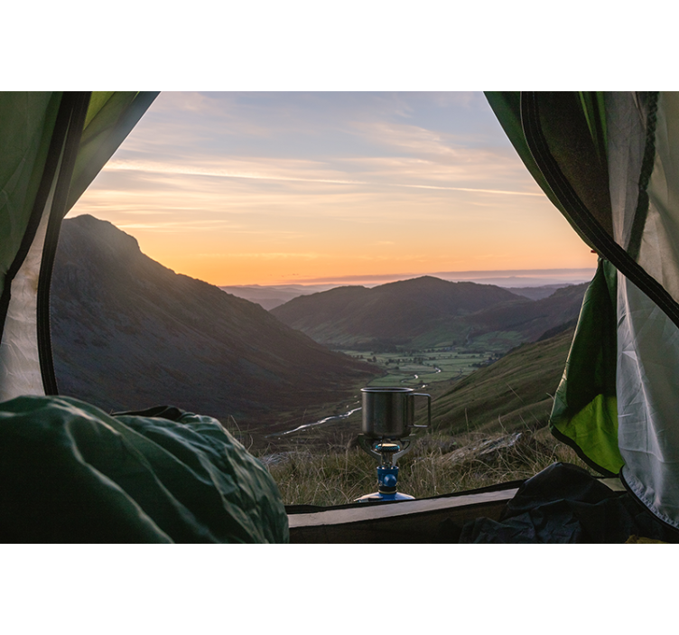 Picturesque mountain vista landscape mural wallpaper - TenStickers