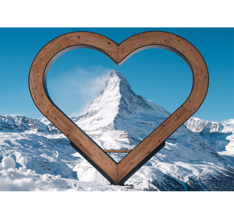 Love wall mural heart-shaped mountain view - TenStickers