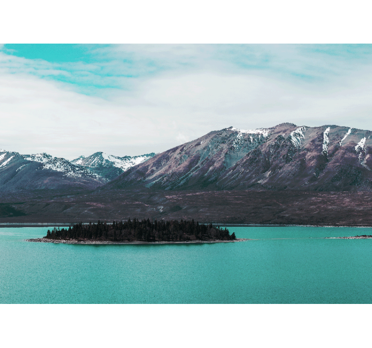 Landscape mural wallpaper mountain lake island - TenStickers