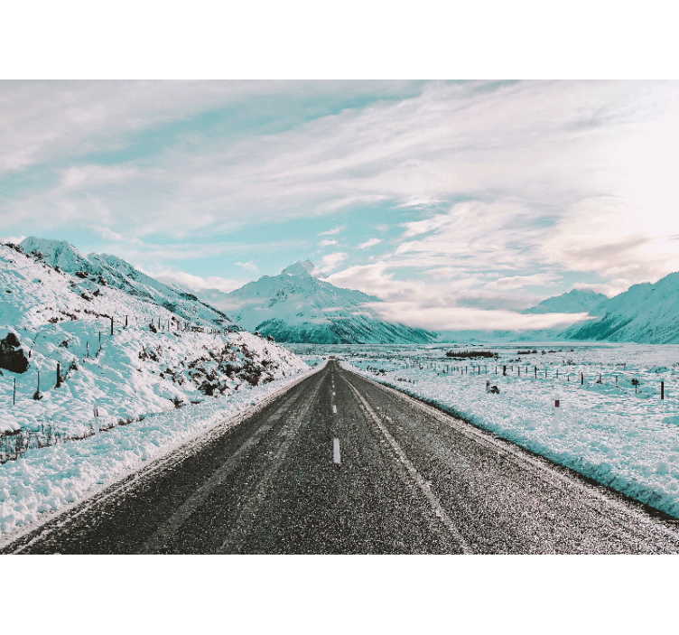 Landscape mural wallpaper icy mountain path - TenStickers