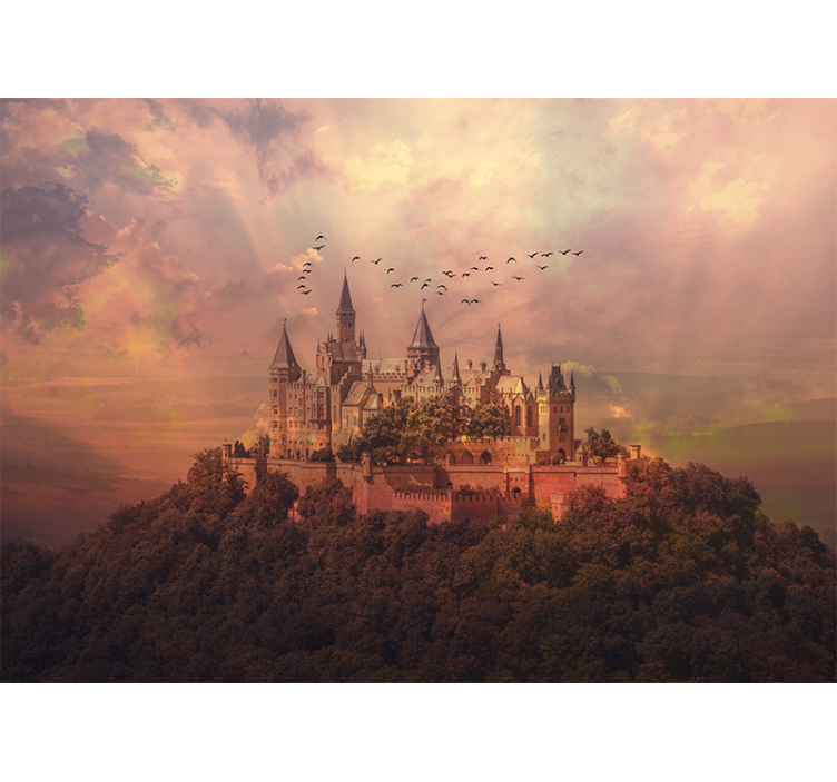 Fantasy wall mural majestic castle landscape - TenStickers