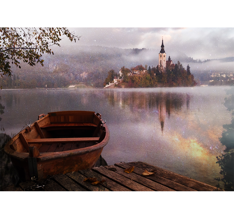 Tranquil lake view landscape mural wallpaper - TenStickers
