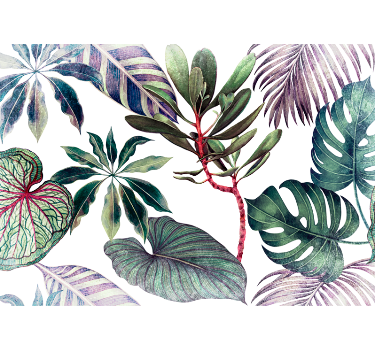 Watercolor monstera plants wall mural - TenStickers