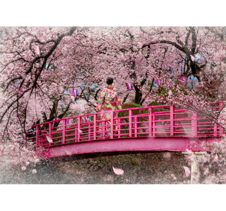 Flower mural cherry blossom landscape - TenStickers