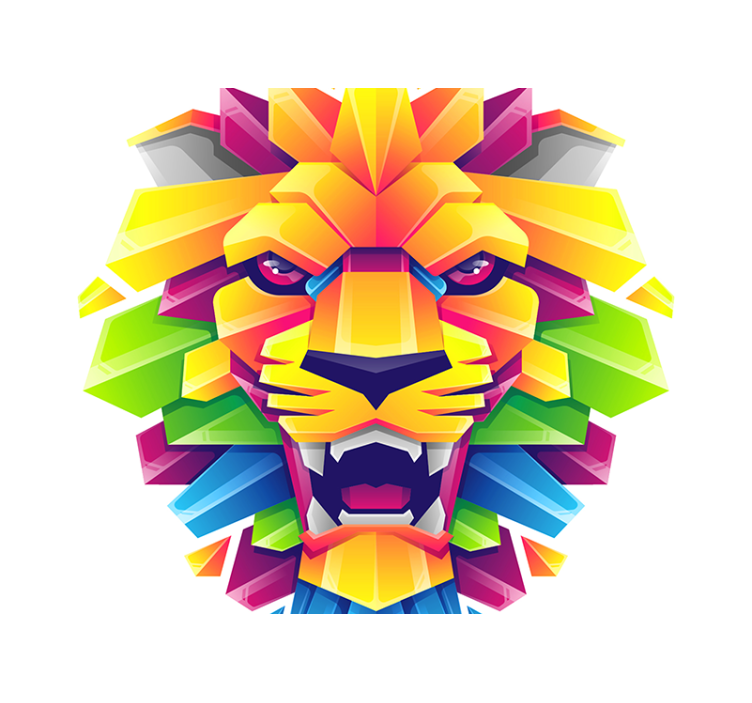 Lion mural vibrant lion face art decor - TenStickers