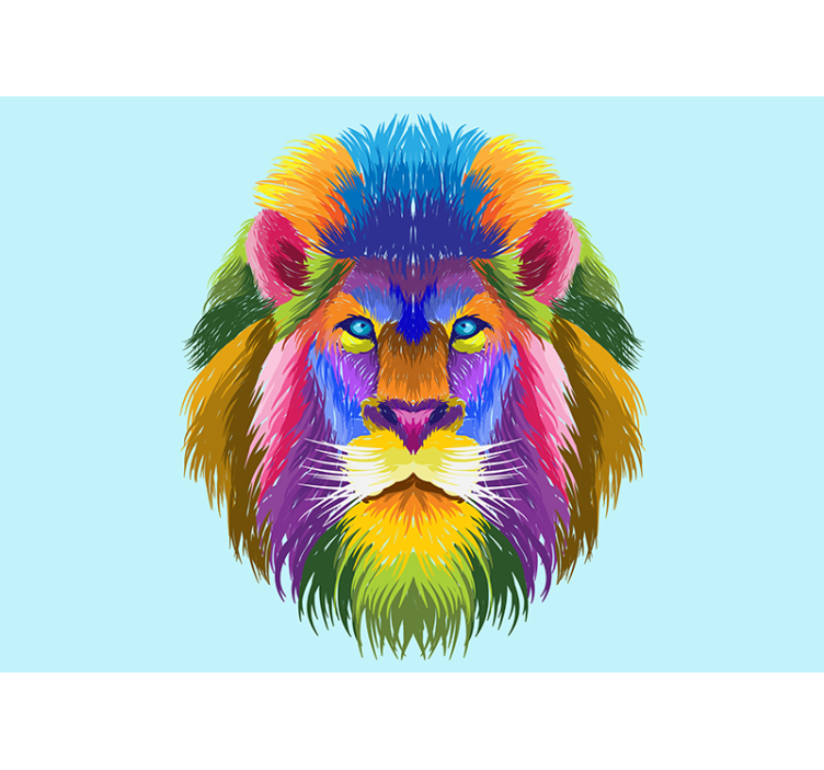 Abstract Colorful Lion Animal modern wall mural - TenStickers
