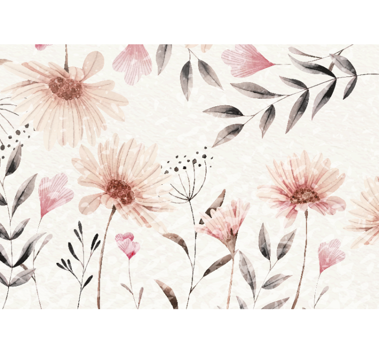 Flower mural floral pink pattern - TenStickers
