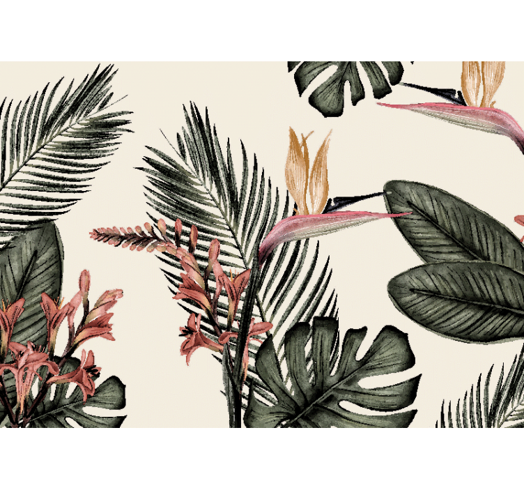 Flower mural tropical bird paradise - TenStickers