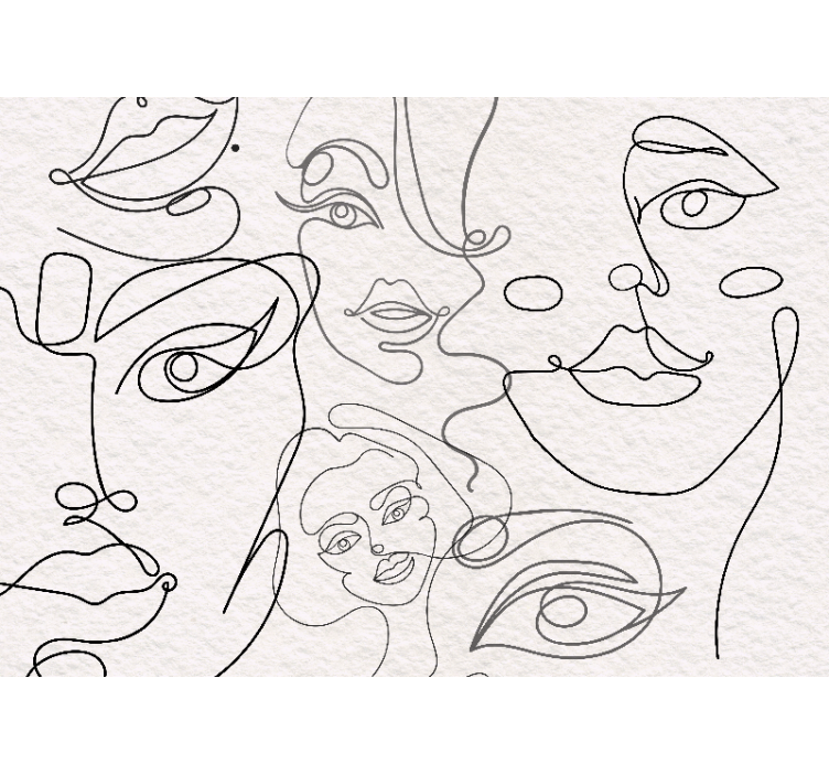 Painting wall mural minimalist line faces - TenStickers