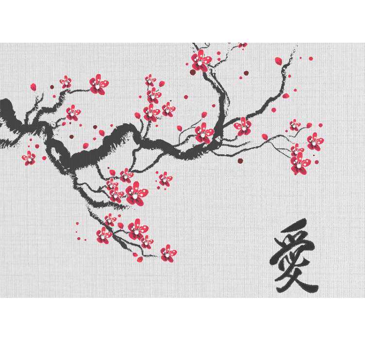 Love wall mural cherry blossom romance - TenStickers