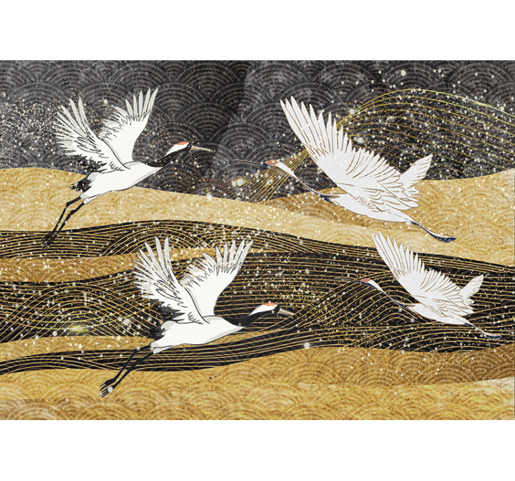 Animal wall mural elegant cranes dance - TenStickers