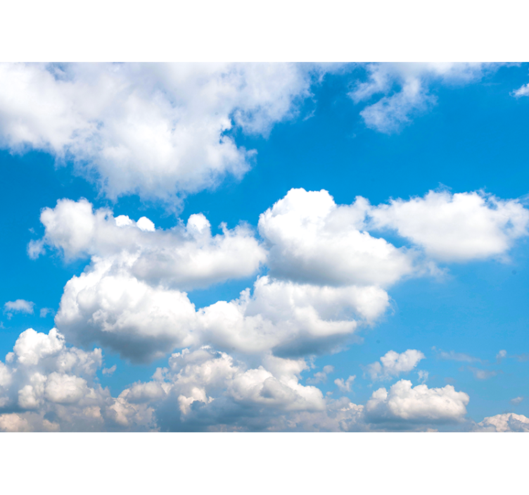 Sky mural fluffy white clouds - TenStickers