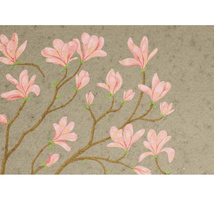 Flower mural pink magnolia blossoms - TenStickers