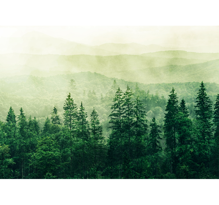 Hill treetop green Forest Wall Mural - TenStickers
