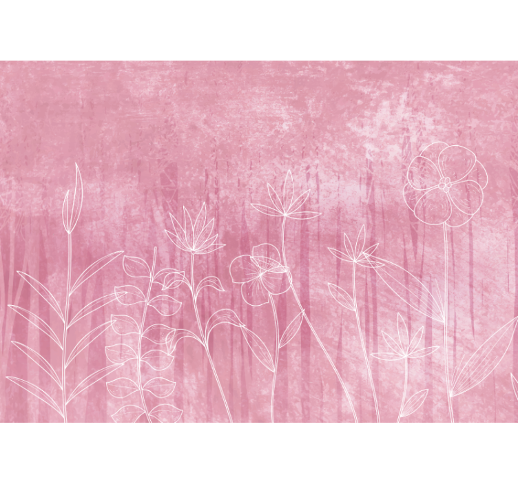 Flower mural delicate floral outline design - TenStickers