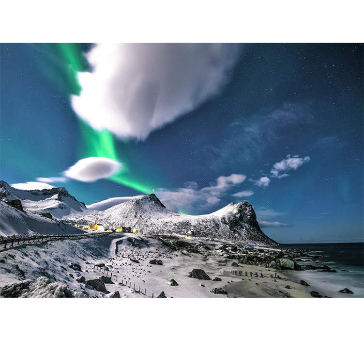 Landscape mural wallpaper aurora borealis view - TenStickers