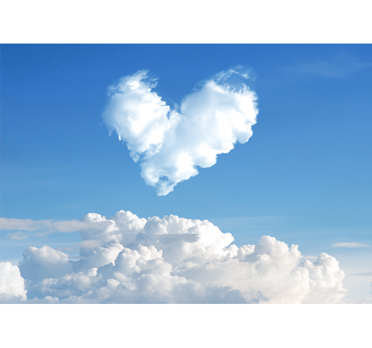 Love wall mural with heart-shaped clouds - TenStickers