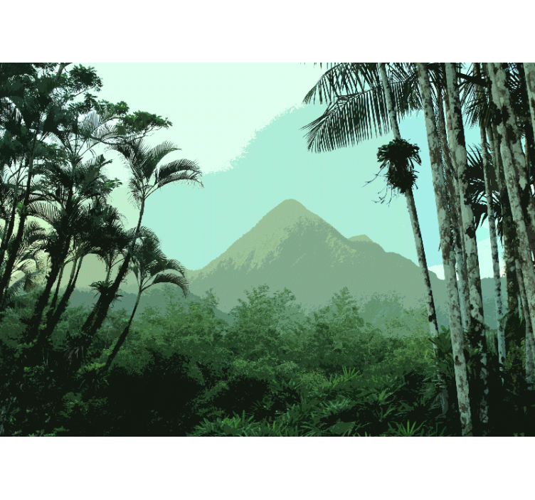 Forest wall mural mountain jungle landscape - TenStickers