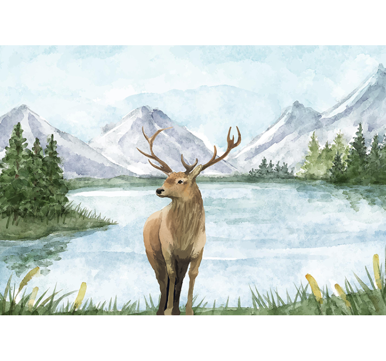 Animal wall mural majestic elk landscape - TenStickers