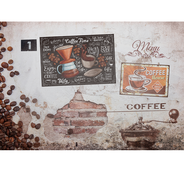 Mural quote coffee time menu - TenStickers