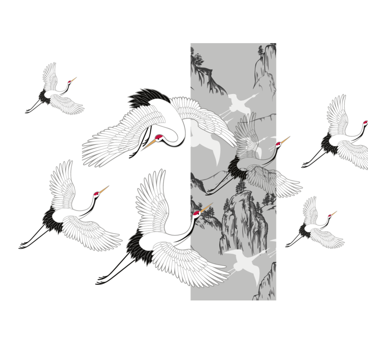 Animal wall mural flying cranes design - TenStickers