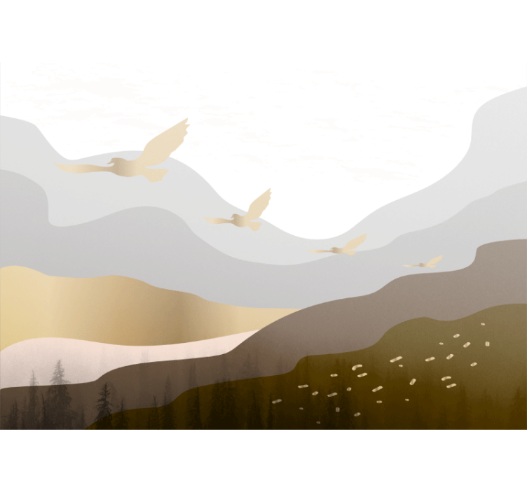 Nature wall mural flying bird silhouettes - TenStickers