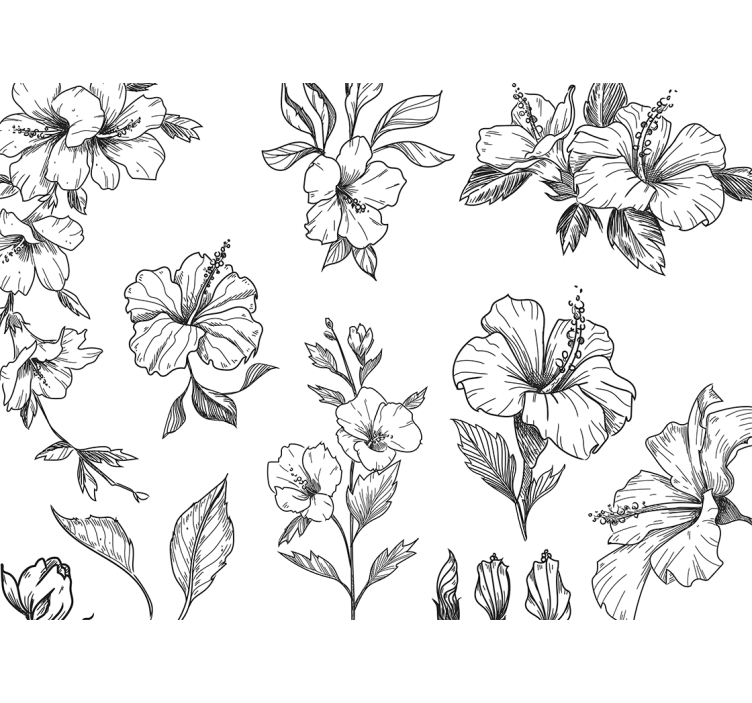 Flower mural hibiscus floral designs - TenStickers