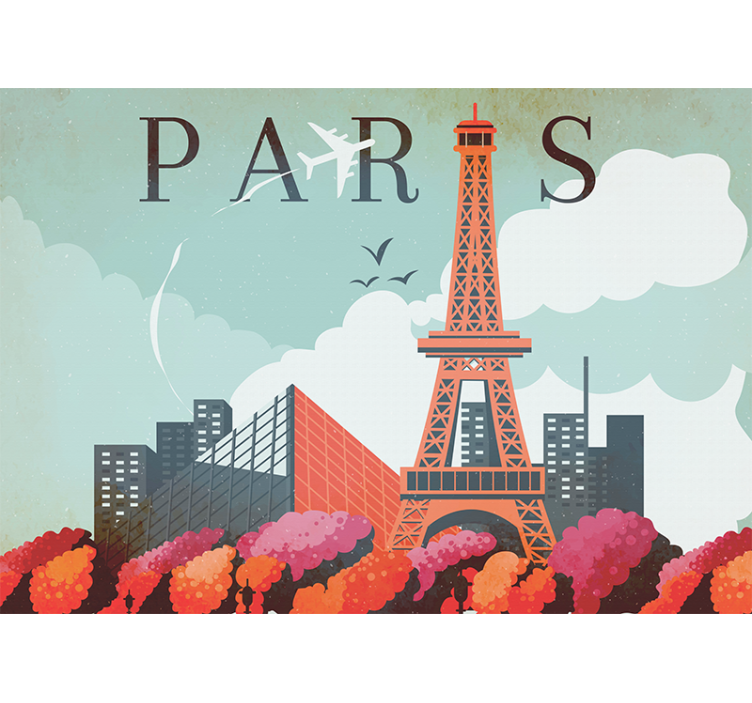 Paris wall mural eiffel tower cityscape - TenStickers